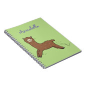 Cute happy brown alpaca cartoon notitieboek (Rechterzijde)