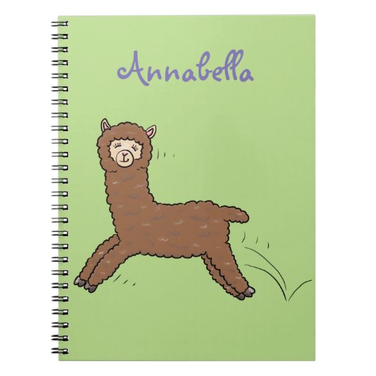 Cute happy brown alpaca cartoon notitieboek (Voorkant)