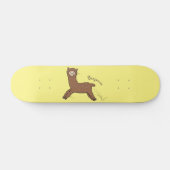 Cute happy brown alpaca cartoon persoonlijk skateboard (Horizontaal)