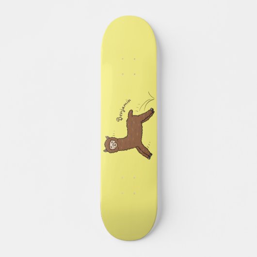 Cute happy brown alpaca cartoon persoonlijk skateboard (Voorkant)