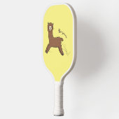 Cute happy brown alpaca cartoon pickleball paddle (Links)