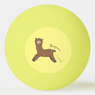 Cute happy brown alpaca cartoon pingpongbal