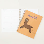 Cute happy brown alpaca cartoon planner (Display)