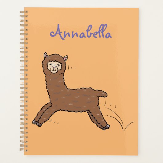 Cute happy brown alpaca cartoon planner (Voorkant)