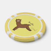 Cute happy brown alpaca cartoon poker chips (Enkel)