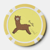 Cute happy brown alpaca cartoon poker chips (Achterkant)