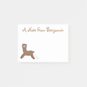 Cute happy brown alpaca cartoon post-it® notes