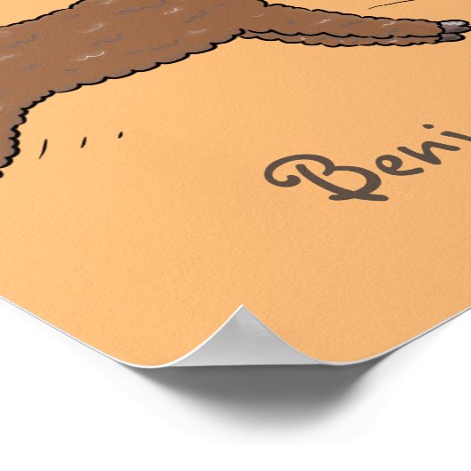 Cute happy brown alpaca cartoon poster (Hoek)