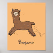 Cute happy brown alpaca cartoon poster (Voorkant)