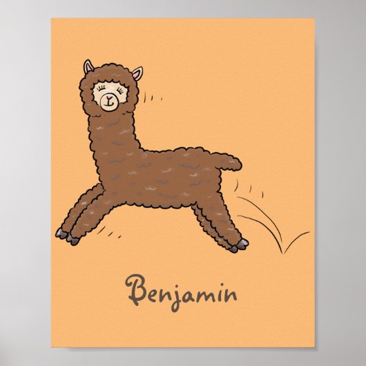 Cute happy brown alpaca cartoon poster (Voorkant)