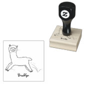 Cute happy brown alpaca cartoon rubberstempel (Gestempeld)