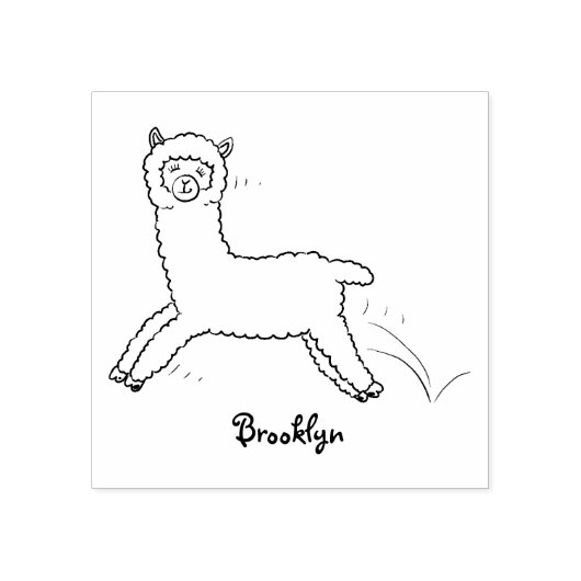 Cute happy brown alpaca cartoon rubberstempel (Afrduk)