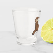 Cute happy brown alpaca cartoon shot glas (Links)