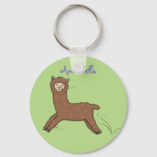 Cute happy brown alpaca cartoon sleutelhanger