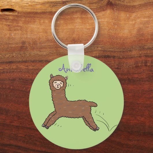 Cute happy brown alpaca cartoon sleutelhanger (Voorkant)