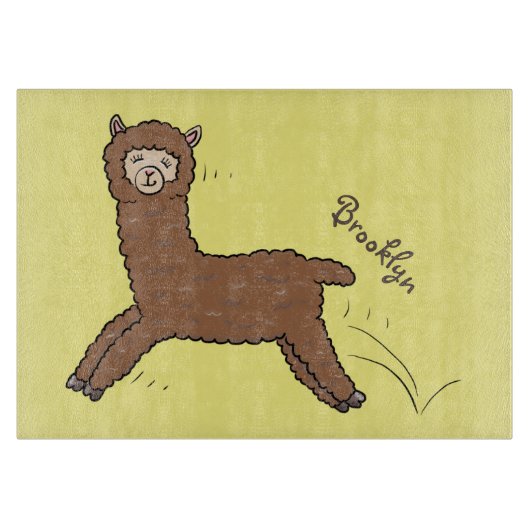 Cute happy brown alpaca cartoon snijplank (Voorkant)