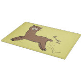 Cute happy brown alpaca cartoon snijplank (Hoek)