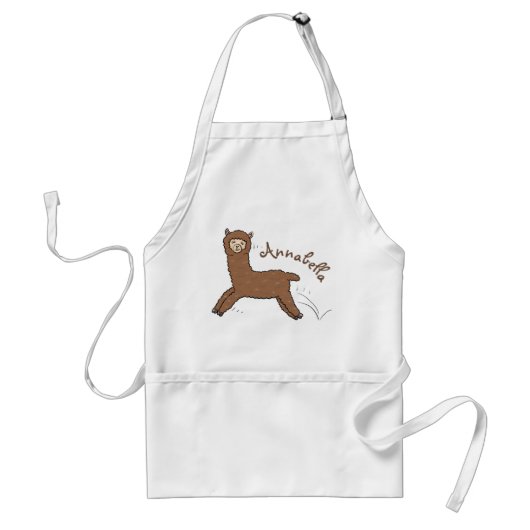 Cute happy brown alpaca cartoon standaard schort (Voorkant)
