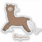Cute happy brown alpaca cartoon sticker (Voorkant)