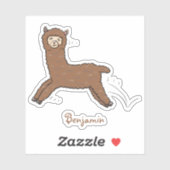 Cute happy brown alpaca cartoon sticker (Vel)
