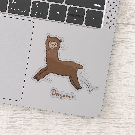 Cute happy brown alpaca cartoon sticker (Detail)