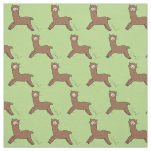 Cute happy brown alpaca cartoon stof