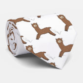 Cute happy brown alpaca cartoon stropdas (Opgerold)