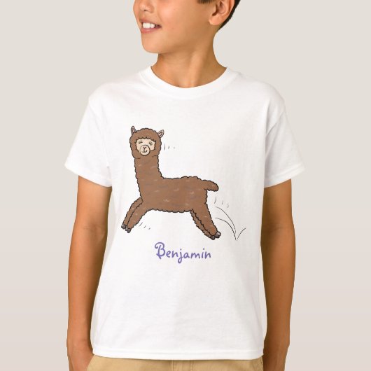 Cute happy brown alpaca cartoon t-shirt (Voorkant)