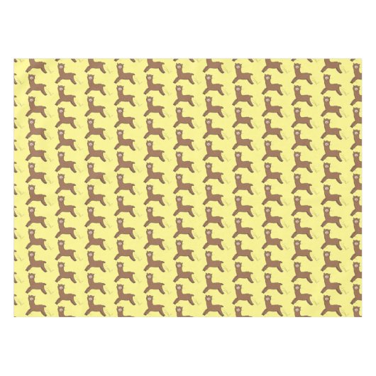 Cute happy brown alpaca cartoon tafelkleed (Voorkant (Horizontaal))