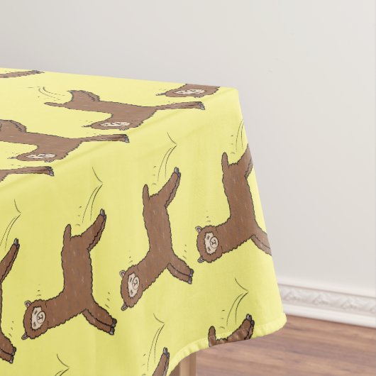 Cute happy brown alpaca cartoon tafelkleed (Voorbeeld)