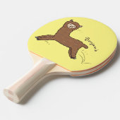 Cute happy brown alpaca cartoon tafeltennisbatje (Voorkant Gekanteld)