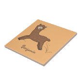 Cute happy brown alpaca cartoon tegeltje (Zijkant)