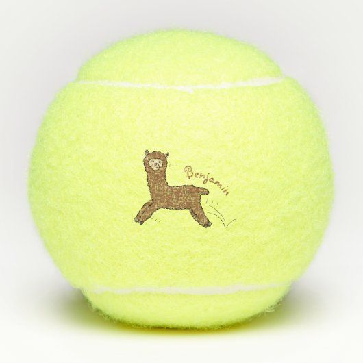 Cute happy brown alpaca cartoon tennisballen (Voorkant)