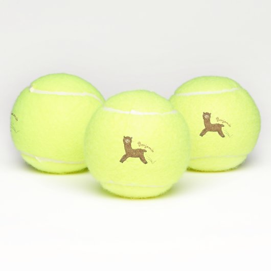 Cute happy brown alpaca cartoon tennisballen (Multi)