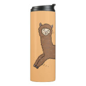 Cute happy brown alpaca cartoon thermosbeker (Gedraaid links)