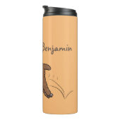 Cute happy brown alpaca cartoon thermosbeker (Geroteerd rechts)