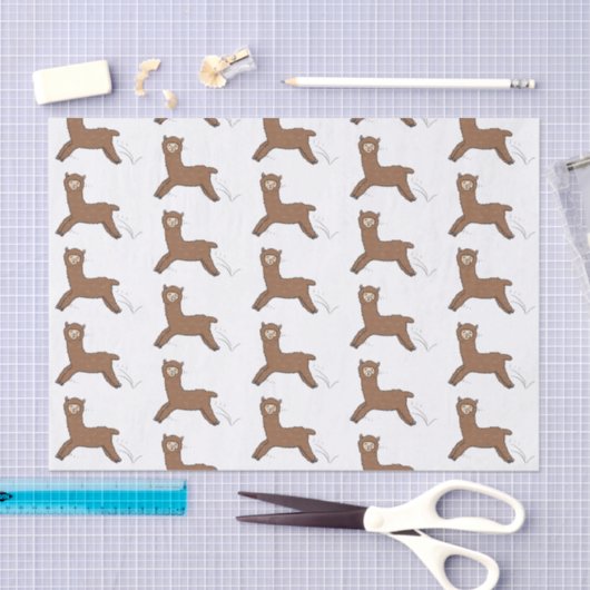 Cute happy brown alpaca cartoon tissuepapier (Craft)