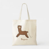 Cute happy brown alpaca cartoon tote bag (Achterkant)