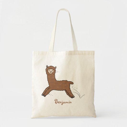 Cute happy brown alpaca cartoon tote bag (Voorkant)