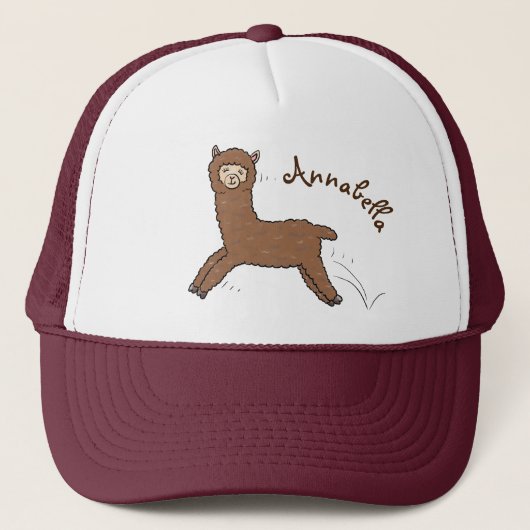Cute happy brown alpaca cartoon trucker pet (Voorkant)