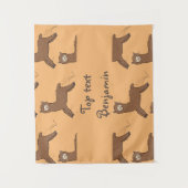 Cute happy brown alpaca cartoon wandkleed (Voorkant)