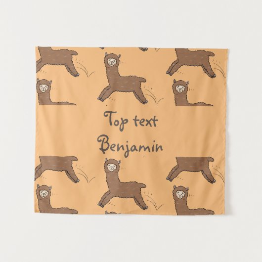 Cute happy brown alpaca cartoon wandkleed (Voorkant (horizontaal))