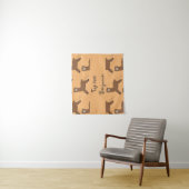 Cute happy brown alpaca cartoon wandkleed (In situ)