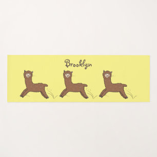 Cute happy brown alpaca cartoon yogamat