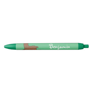 Cute happy brown alpaca cartoon zwarte inkt pen