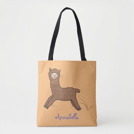 Cute happy brown aplaca cartoon tote bag (Voorkant)