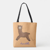 Cute happy brown aplaca cartoon tote bag (Achterkant)