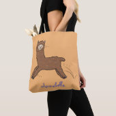 Cute happy brown aplaca cartoon tote bag (Dichtbij)