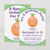 Cute happy brown onion cartoon illustratie kaart (Voorkant / Achterkant)