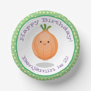 Cute happy brown onion cartoon illustratie papieren kommen